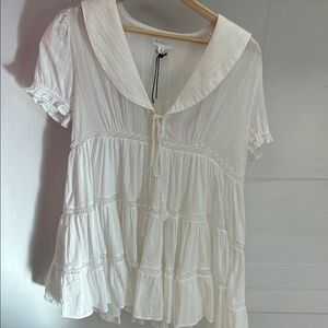 Elegant White Blouse with Ruffle Details